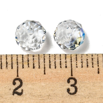 Electroplate Glass Beads, Rondelle, Clear, 6x4mm, Hole: 1.4mm, 100pcs/bag