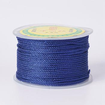 Round Polyester Cords, Milan Cords/Twisted Cords, Dark Blue, 1.5~2mm, 50yards/roll(150 feet/roll)