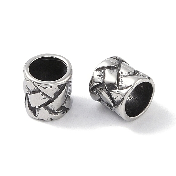 316 Surgical Stainless Steel European Beads, Large Hole Beads, Column, Antique Silver, 7x7mm, Hole: 5mm