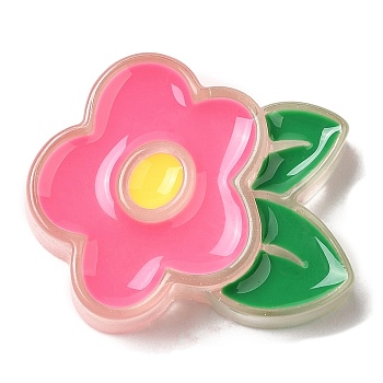 Translucent Resin Cabochons, with Enamel, Flower, 29x25.5x7mm