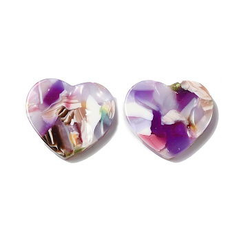 Cellulose Acetate(Resin) Cabochons, Love, Colorful, 20.5x23x4mm