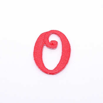 Computerized Embroidery Cloth Iron on/Sew on Patches, Costume Accessories, Appliques, Letter, Red, Letter.O,  26x20x1.4mm