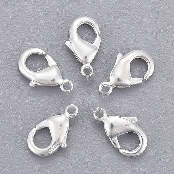 Silver Color Plated Brass Lobster Claw Clasps, Parrot Trigger Clasps, Nickel Free, 10x5x3mm, Hole: 1mm