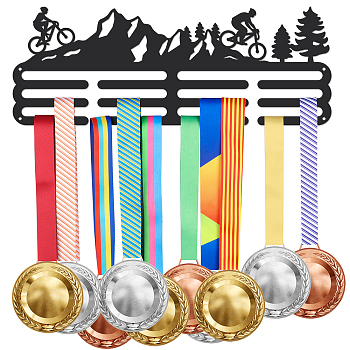 Fashion Iron Medal Hanger Holder Display Wall Rack, with Screws, Bicycle Pattern, 150x400mm