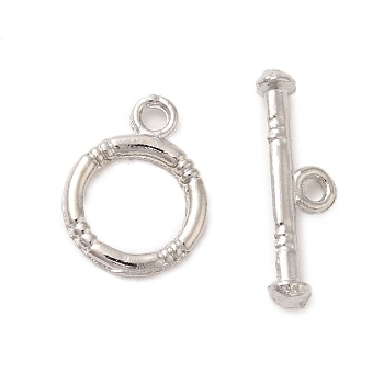 Alloy Toggle Clasps, Ring, Platinum, Ring: 15.5x12x1.5mm, Hole: 1.7mm, Bar: 6.5x20x4mm, Hole: 1.5mm