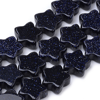 Synthetic Blue Goldstone Beads Strands, Star, 12x12x4~5mm, Hole: 1mm, about 20pcs/strand, 8.26 inch