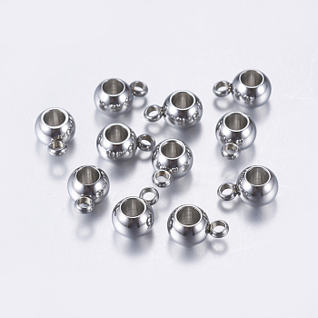 304 Stainless Steel Tube Bails, Loop Bails, Bail Beads, Rondelle, Stainless Steel Color, 9x6x4.5mm, Hole: 1.5mm, Inner Diameter: 3mm