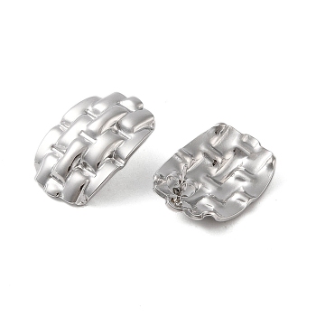 304 Stainless Steel Earrings, Platinum, 28x19.5mm