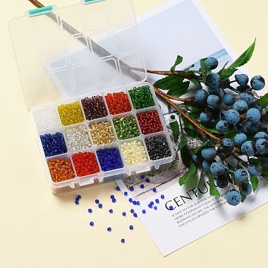 375G 15 Colors Glass Seed Beads(SEED-JP0004-01-4mm)-5