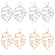 4 Pairs 2 Colors Alloy Hollow Out Monstera Leaf Dangle Earrings for Women(EJEW-AN0001-18)-1