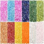 12 Styles Mixed Style Glass Round Bugle Beads, Round Hole, Mixed Color, 6~7x2mm, Hole: 0.8~0.9mm(GLAA-YW0004-94)