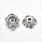 CCB Plastic Bead Caps, Flower, 4-Petal, Platinum, 10x3mm, Hole: 2mm(CCB-G003-30P)