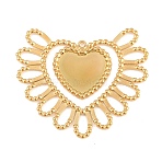 304 Stainless Steel Pendant Cabochon Settings, Heart Charms, Heart, 41.5x49.5x2mm, Hole: 1.8mm(STAS-H249-05G)