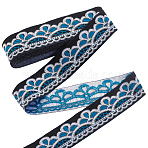 Polyester Ribbon, for Ethnic Costume Accessories, Blue, 1-1/4 inch(33mm), about 7.66 Yards(7m)/Roll(OCOR-WH0109-369C)