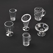6Pcs Transparent Plastic Food Play Cup Set, Simulation Miniature Cups, Children Clay Mold Toys, Clear, 25~43x21~31x29~50mm, Hole: 1.6~1.8mm, 6pcs/set(AJEW-K030-06)