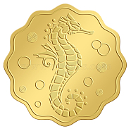 Self Adhesive Gold Foil Embossed Stickers, Medal Decoration Sticker, Sea Horse Pattern, 5x5cm(DIY-WH0211-321)