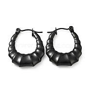 Ion Plating(IP) 304 Stainless Steel Teardrop Hoop Earrings for Women, Electrophoresis Black, 25.5x20x4mm, Pin: 0.8mm(EJEW-G293-12EB)