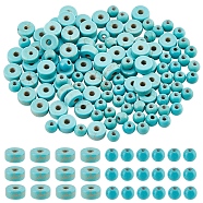 120Pcs 2 Styles Synthetic Turquoise Beads, Round & Flat Round, 4~6x2.5~3.5mm, Hole: 1.2~1.4mm, 60pcs/style(G-NB0003-94)