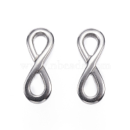 304 Stainless Steel Links connectors, Infinity, Stainless Steel Color, 17x6x2mm, Hole: 3x5mm(X-STAS-F040-11-P)