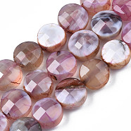 Natural Fire Crackle Agate Beads Strands, Faceted, Flat Round, Plum, 9.5~10.5x10x6.5mm, Hole: 1mm, about 38pcs/strand, 14.96 inch~15.28 inch(38cm~38.8cm)(G-S359-372)