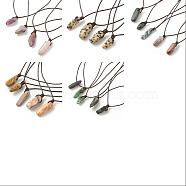 5Pcs 5 Style Natural Mixed Gemstone Nuggets Pendant Necklace with Cowhide Leather Cord for Women, 13.58~27.17 inch(34.5~69cm), 1Pc/style(NJEW-SZ0001-58)