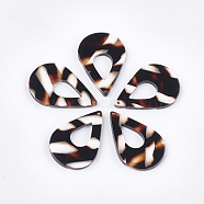 Cellulose Acetate(Resin) Pendants, teardrop, Coconut Brown, 36x24x2.5mm, Hole: 1.2mm(KY-T008-24E)