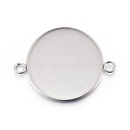 304 Stainless Steel Cabochon Connector Settings, Plain Edge Bezel Cups, Flat Round, Stainless Steel Color, Tray: 30mm, 42x32x2mm, Hole: 3mm(STAS-F191-15P-J)