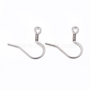 304 Stainless Steel French Earring Hooks, with Horizontal Loop, Flat Earring Hooks, Stainless Steel Color, 17x19x1.5mm, Hole: 2.5mm, 20 Gauge, Pin: 0.8mm(STAS-P186-01P)
