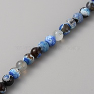 Natural Agate Beads Strands, Dyed, Round, Blue, 8mm, Hole: 1mm, about 49pcs/strand, 14.96 inch(38cm)(G-TAC0010-06)
