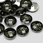 Taiwan Acrylic Rhinestone Buttons, Faceted, 2-Hole, Disc, Gray, 10x4mm, Hole: 1mm(BUTT-F022-10mm-27)