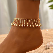 Brass Round Charm Anklets, Gold Plated Tassel Anklets for Women(WT6875)