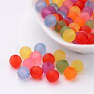 Mixed Color Frosted Round Shaped Transparent Acrylic Beads, Dyed, about 8mm in  diameter, hole: 1.5mm(X-PL582M)
