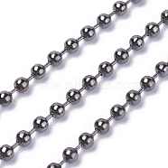 Iron Ball Chains, Soldered, with Spool, Gunmetal, Bead:3.2mm, about 164.04 Feet(50m)/roll(CHB004Y-B)