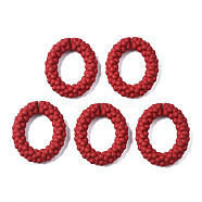 Spray Painted CCB Plastic Linking Rings,  Quick Link Connectors, Oval Ring, Dark Red, 44x38x8.5mm, Inner Diameter: 20.5x26mm(CCB-Q091-011E)