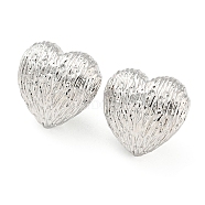 Rack Plating Brass Heart Stud Earrings, Lead Free & Cadmium Free, Platinum, 18x19mm(EJEW-Q779-09P)