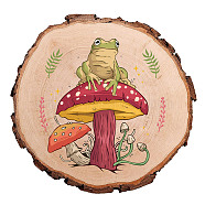 Printed Wood Round Sheets, for Home Display Decoration, Mushroom, 90~100x10mm(AJEW-WH0363-007)