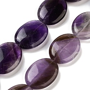 Natural Amethyst Beads Strands, Flat Oval, 29.5x22x7.5mm, Hole: 1mm, about 13pcs/strand, 14.96''(38cm)(G-B077-D05-02)