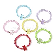 6Pcs 6 Color Acrylic Bear Beaded Stretch Bracelets Set for Children, Stackable Bracelets, Mixed Color, Inner Diameter: 2 inch(5cm), 1Pc/color(BJEW-JB10048)