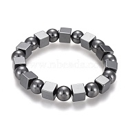 Non-magnetic Synthetic Hematite Stretch Bracelets, Round & Square, Inner Diameter: 2-1/4 inch(5.6cm)(BJEW-O179-02)