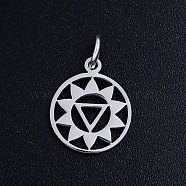 201 Stainless Steel Pendants, with Jump Rings, Manipura Chakra, Stainless Steel Color, 13x11x1mm, Jump Ring: 5x0.8mm, Hole: 3mm(STAS-S105-JN403-3)