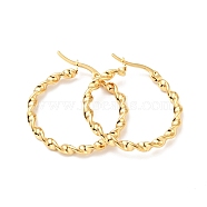 Vacuum Plating 201 Stainless Steel Twist Rope Hoop Earrings with 304 Stainless Steel Pins for Women, Golden, 30.5x3mm, Pin: 0.6mm(EJEW-D279-02G-02)
