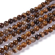 Natural Yellow Tiger Eye Beads Strands, Grade B, Round, 8mm, Hole: 1mm, about 45~47pcs/strand, 14.37 inch~14.76(36.5~37.5cm)(X-G-H238-8mm)