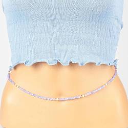 Summer Jewelry Waist Bead, Glass Seed Beaded Body Chain, Bikini Jewelry for Woman Girl, Lilac, 31.5 inch(80cm)(NJEW-C00026-05)