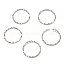 Non-Tarnish 304 Stainless Steel Jump Rings, Open Jump Rings, Twisted, Round Ring Shape, Stainless Steel Color, 17x1mm, Inner Diameter: 15mm(STAS-L256-008P)