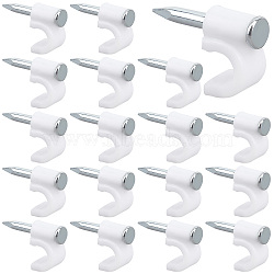 Plastic Wire Fastener, Circle Cable Clips, with Stainless Steel Nail, White, 15x9x4.5mm, Inner Diameter: 4mm(FIND-GF0004-06)