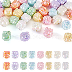 32Pcs 8 Colors UV Plating Opaque Acrylic Beads, Iridescent, Fist, Mixed Color, 18x16x16mm, Hole: 2.3mm, 4pcs/color (MACR-TA0002-63)