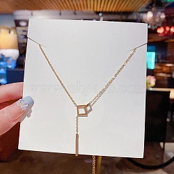 Stainless Steel Cable Chain Necklaces, Rhinestone Pendant Necklaces, Ring, 8.27~19.69 inch(21~50cm)(FS-WG30730-23)