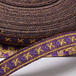 Polyester Ribbons, with Fish Pattern, Jacquard Ribbon, Mauve, 1/2inch(12mm); 33yards/roll(30.1752m/roll)(OCOR-L018-09D-12mm)