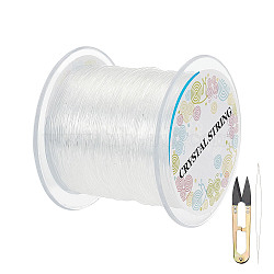 Jewelry Tools Sets, Including Stainless Steel Collapsible Big Eye Beading Needles, Sharp Steel Scissors and Korean Elastic Crystal Thread, White(TOOL-GO0001-10B)