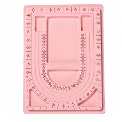 Plastic Bead Design Boards for Necklace Design, Flocking, Rectangle, Pink, 24x33x1cm(TOOL-YW0001-26B)